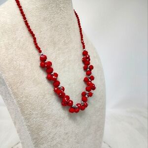 Elegant Handmade Red Beaded Necklace With Magnetic Clasp